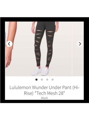 Black lululemon leggings with mesh zig zag cutouts